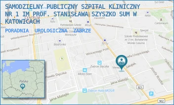 PORADNIA  UROLOGICZNA - SAMODZIELNY PUBLICZNY SZPITAL KLINICZNY NR 1 IM PROF. STANISŁAWA SZYSZKO SUM W KATOWICACH - UL. 3 MAJA 13-15,  ZABRZE