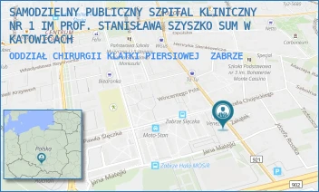 ODDZIAŁ CHIRURGII KLATKI PIERSIOWEJ - SAMODZIELNY PUBLICZNY SZPITAL KLINICZNY NR 1 IM PROF. STANISŁAWA SZYSZKO SUM W KATOWICACH - UL. 3 MAJA 13-15,  ZABRZE