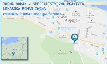 PORADNIA STOMATOLOGICZNA - IWONA ROMAN - SPECJALISTYCZNA PRAKTYKA LEKARSKA ROMAN IWONA - UL. PATRIOTÓW 11 [BRAK],  RYBNIK