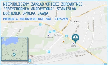 PORADNIA ENDOKRYNOLOGICZNA - NIEPUBLICZNY ZAKŁAD OPIEKI ZDROWOTNEJ "PRZYCHODNIA AKADEMICKA" STANISŁAW BOCHENEK SPÓŁKA JAWNA - UL. BIELSKA 68,  CIESZYN