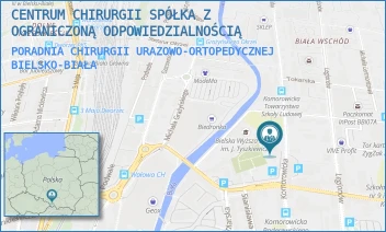 PORADNIA CHIRURGII URAZOWO-ORTOPEDYCZNEJ - CENTRUM CHIRURGII SPÓŁKA Z OGRANICZONĄ ODPOWIEDZIALNOŚCIĄ - UL. KOMOROWICKA 23,  BIELSKO-BIAŁA