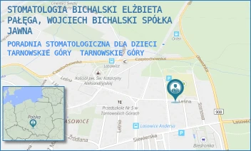 PORADNIA STOMATOLOGICZNA DLA DZIECI - TARNOWSKIE GÓRY - STOMATOLOGIA BICHALSKI ELŻBIETA PAŁĘGA, WOJCIECH BICHALSKI SPÓŁKA JAWNA - UL. LEŚNA 23,  TARNOWSKIE GÓRY