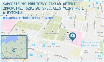 PORADNIA CHIRURGICZNA - SAMODZIELNY PUBLICZNY ZAKŁAD OPIEKI ZDROWOTNEJ SZPITAL SPECJALISTYCZNY NR 1 W BYTOMIU - UL. ŻEROMSKIEGO 7,  BYTOM