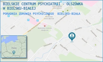 PORADNIA ZDROWIA PSYCHICZNEGO - BIELSKIE CENTRUM PSYCHIATRII - OLSZÓWKA W BIELSKU-BIAŁEJ - UL. OLSZÓWKA 102,  BIELSKO-BIAŁA