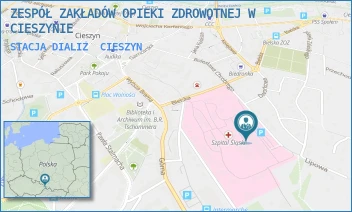 STACJA DIALIZ - ZESPÓŁ ZAKŁADÓW OPIEKI ZDROWOTNEJ W CIESZYNIE - UL. BIELSKA 4,  CIESZYN