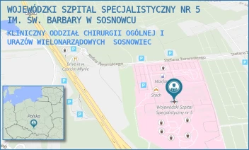 KLINICZNY ODDZIAŁ CHIRURGII OGÓLNEJ I URAZÓW WIELONARZĄDOWYCH - WOJEWÓDZKI SZPITAL SPECJALISTYCZNY NR 5 IM. ŚW. BARBARY W SOSNOWCU - PLAC MEDYKÓW 1,  SOSNOWIEC
