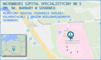 KLINICZNY ODDZIAŁ CHIRURGII OGÓLNEJ, KOLOREKTALNEJ I URAZÓW WIELONARZĄDOWYCH - WOJEWÓDZKI SZPITAL SPECJALISTYCZNY NR 5 IM. ŚW. BARBARY W SOSNOWCU - UL. PLAC MEDYKÓW 1,  SOSNOWIEC