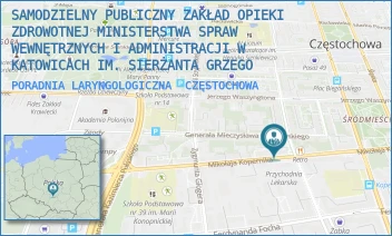 PORADNIA LARYNGOLOGICZNA - SAMODZIELNY PUBLICZNY ZAKŁAD OPIEKI ZDROWOTNEJ MINISTERSTWA SPRAW WEWNĘTRZNYCH I ADMINISTRACJI W KATOWICACH IM. SIERŻANTA GRZEGO - UL. KOPERNIKA 38,  CZĘSTOCHOWA