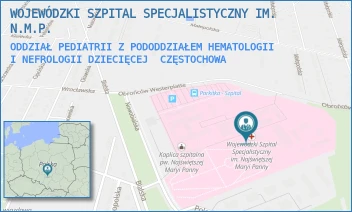 ODDZIAŁ PEDIATRII Z PODODDZIAŁEM HEMATOLOGII I NEFROLOGII DZIECIĘCEJ - WOJEWÓDZKI SZPITAL SPECJALISTYCZNY IM. N.M.P. - UL. BIALSKA 104/118,  CZĘSTOCHOWA