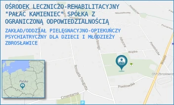 ZAKŁAD/ODDZIAŁ PIELĘGNACYJNO-OPIEKUŃCZY PSYCHIATRYCZNY DLA DZIECI I MŁODZIEŻY - OŚRODEK LECZNICZO-REHABILITACYJNY "PAŁAC KAMIENIEC" SPÓŁKA Z OGRANICZONĄ ODPOWIEDZIALNOŚCIĄ - UL. BATOREGO 8,  ZBROSŁAWICE