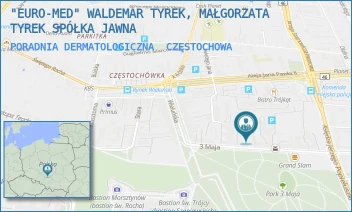 PORADNIA DERMATOLOGICZNA - "EURO-MED" WALDEMAR TYREK, MAŁGORZATA TYREK SPÓŁKA JAWNA - UL. 3-GO MAJA 16A,  CZĘSTOCHOWA