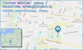 PORADNIA DERMATOLOGICZNA - "CENTRUM MEDYCZNE" SPÓŁKA Z OGRANICZONĄ ODPOWIEDZIALNOŚCIĄ - UL. BYŁYCH WIĘŹNIÓW POLITYCZNYCH 3,  RYBNIK