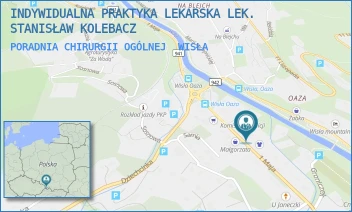 PORADNIA CHIRURGII OGÓLNEJ - INDYWIDUALNA PRAKTYKA LEKARSKA LEK. STANISŁAW KOLEBACZ - UL. 1 MAJA 42,  WISŁA