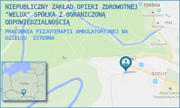 PRACOWNIA FIZJOTERAPII AMBULATORYJNEJ NA DZIELCU - NIEPUBLICZNY ZAKŁAD OPIEKI ZDROWOTNEJ "WELUX" SPÓŁKA Z OGRANICZONĄ ODPOWIEDZIALNOŚCIĄ - UL. ISTEBNA 695,  ISTEBNA