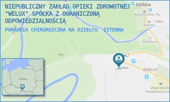 PORADNIA CHIRURGICZNA NA DZIELCU - NIEPUBLICZNY ZAKŁAD OPIEKI ZDROWOTNEJ "WELUX" SPÓŁKA Z OGRANICZONĄ ODPOWIEDZIALNOŚCIĄ - UL. ISTEBNA 695,  ISTEBNA