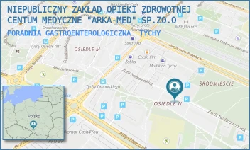 PORADNIA GASTROENTEROLOGICZNA - NIEPUBLICZNY ZAKŁAD OPIEKI ZDROWOTNEJ CENTUM MEDYCZNE "ARKA-MED" SP.ZO.O - UL. ZOFII NAŁKOWSKIEJ 27,  TYCHY