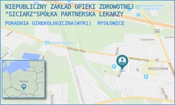 PORADNIA GINEKOLOGICZNA(WYR1) - NIEPUBLICZNY ZAKŁAD OPIEKI ZDROWOTNEJ "SICIARZ"SPÓŁKA PARTNERSKA LEKARZY - UL. MIKOŁAJA REJA 18 B,  MYSŁOWICE