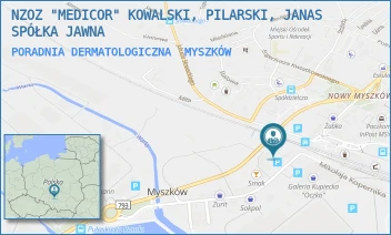 PORADNIA DERMATOLOGICZNA - NZOZ "MEDICOR" KOWALSKI, PILARSKI, JANAS SPÓŁKA JAWNA - UL. KOŚCIUSZKI 27/O,  MYSZKÓW