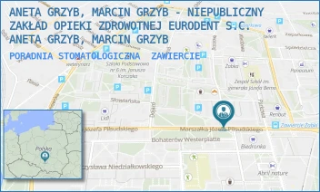 PORADNIA STOMATOLOGICZNA - NIEPUBLICZNY ZAKŁAD OPIEKI ZDROWOTNEJ EURODENT S.C. ANETA GRZYB, MARCIN GRZYB W SPADKU - UL. JÓZEFA PIŁSUDSKIEGO 81/B,  ZAWIERCIE