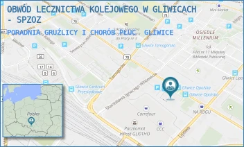 PORADNIA GRUŹLICY I CHORÓB PŁUC - OBWÓD LECZNICTWA KOLEJOWEGO W GLIWICACH - SPZOZ - UL. OPOLSKA 18,  GLIWICE