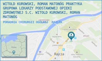 PORADNIA CHIRURGII OGÓLNEJ - PRAKTYKA GRUPOWA LEKARZY PODSTAWOWEJ OPIEKI ZDROWOTNEJ R.MATONÓG I A.MATONÓG S.C. - UL. RYNEK 2A,  RAJCZA