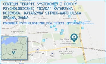PORADNIA PSYCHOLOGICZNA DLA DZIECI - CENTRUM TERAPII SYSTEMOWEJ I POMOCY PSYCHOLOGICZNEJ "DIADA" KATARZYNA ROJEWSKA, KATARZYNA SITNIK-WARCHULSKA SPÓŁKA JAWNA - UL. KARD. STEFANA WYSZYŃSKIEGO 37,  PYSKOWICE