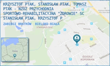 ZABIEGI BRATKÓW - KRZYSZTOF PTAK, STANISŁAW PTAK, TOMASZ PTAK - NZOZ PRZYCHODNIA SPORTOWO-REHABILITACYJNA "ZDROWIE" SC STANISŁAW PTAK, KRZYSZTOF P - UL. BRATKÓW 16,  BIELSKO-BIAŁA