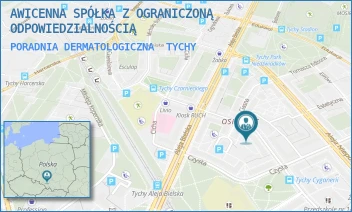 PORADNIA DERMATOLOGICZNA - AWICENNA SPÓŁKA Z OGRANICZONĄ ODPOWIEDZIALNOŚCIĄ - UL. CYGANERII 18,  TYCHY