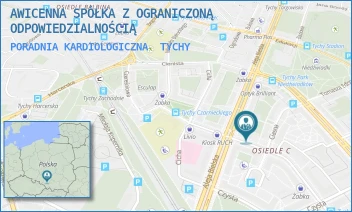 PORADNIA KARDIOLOGICZNA - AWICENNA SPÓŁKA Z OGRANICZONĄ ODPOWIEDZIALNOŚCIĄ - UL. CYGANERII 1,  TYCHY
