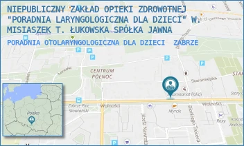 PORADNIA OTOLARYNGOLOGICZNA DLA DZIECI - NIEPUBLICZNY ZAKŁAD OPIEKI ZDROWOTNEJ "PORADNIA LARYNGOLOGICZNA DLA DZIECI" W. MISIASZEK T. ŁUKOWSKA SPÓŁKA JAWNA - UL. WOLNOŚCI 182,  ZABRZE