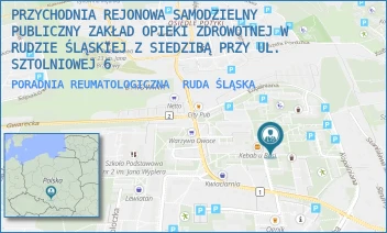PORADNIA REUMATOLOGICZNA - PRZYCHODNIA REJONOWA SAMODZIELNY PUBLICZNY ZAKŁAD OPIEKI ZDROWOTNEJ W RUDZIE ŚLĄSKIEJ Z SIEDZIBĄ PRZY UL. SZTOLNIOWEJ 6 - UL. SZTOLNIOWA 6,  RUDA ŚLĄSKA
