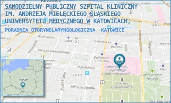PORADNIA OTORYNOLARYNGOLOGICZNA - SAMODZIELNY PUBLICZNY SZPITAL KLINICZNY IM. ANDRZEJA MIELĘCKIEGO ŚLĄSKIEGO UNIWERSYTETU MEDYCZNEGO W KATOWICACH, - UL. FRANCUSKA 20-24,  KATOWICE