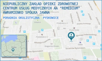 PORADNIA OKULISTYCZNA - NIEPUBLICZNY ZAKŁAD OPIEKI ZDROWOTNEJ CENTRUM USŁUG MEDYCZNYCH "REMEDIUM" SPÓŁKA Z OGRANICZONĄ ODPOWIEDZIALNOŚCIĄ - UL. PADEREWSKIEGO 11,  PYSKOWICE