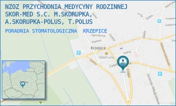 PORADNIA STOMATOLOGICZNA - NZOZ PRZYCHODNIA MEDYCYNY RODZINNEJ SKOR-MED S.C. M.SKORUPKA, A.SKORUPKA-POLUS, T.POLUS - UL. 3-GO MAJA 4,  KRZEPICE