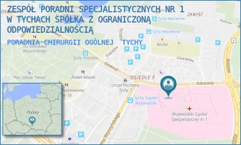 PORADNIA CHIRURGII OGÓLNEJ - ZESPÓŁ PORADNI SPECJALISTYCZNYCH NR 1 W TYCHACH SPÓŁKA Z OGRANICZONĄ ODPOWIEDZIALNOŚCIĄ - UL. EDUKACJI 102,  TYCHY