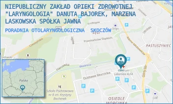 PORADNIA OTOLARYNGOLOGICZNA - NIEPUBLICZNY ZAKŁAD OPIEKI ZDROWOTNEJ LARYNGOLOGIA SPÓŁKA Z OGRANICZONĄ ODPOWIEDZIALNOŚCIĄ - UL. G.MORCINKA 16B,  SKOCZÓW
