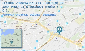 PORADNIA CHIRURGII OGÓLNEJ - CENTRUM ZDROWIA DZIECKA I RODZINY IM. JANA PAWŁA II W SOSNOWCU SPÓŁKA Z O.O. - UL. MARSZAŁKA JÓZEFA PIŁSUDSKIEGO 9,  SOSNOWIEC