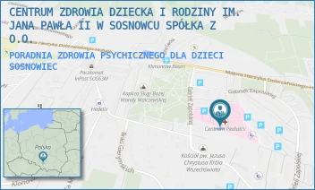 PORADNIA ZDROWIA PSYCHICZNEGO DLA DZIECI - CENTRUM ZDROWIA DZIECKA I RODZINY IM. JANA PAWŁA II W SOSNOWCU SPÓŁKA Z O.O. - UL. G.ZAPOLSKIEJ 3,  SOSNOWIEC