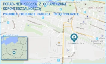 PORADNIA CHIRURGII OGÓLNEJ - PORAD-MED SPÓŁKA Z OGRANICZONĄ ODPOWIEDZIALNOŚCIĄ - UL. HUTNICZA 8,  ŚWIĘTOCHŁOWICE