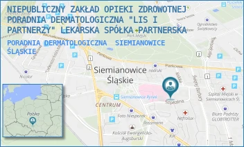 PORADNIA DERMATOLOGICZNA - NIEPUBLICZNY ZAKŁAD OPIEKI ZDROWOTNEJ PORADNIA DERMATOLOGICZNA "LIS I PARTNERZY" LEKARSKA SPÓŁKA PARTNERSKA - UL. J.PAWŁA II 1,  SIEMIANOWICE ŚLĄSKIE