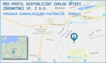 PORADNIA GINEKOLOGICZNO-POŁOŻNICZA - MED-PROFIL NIEPUBLICZNY ZAKŁAD OPIEKI ZDROWOTNEJ SP. Z O.O. - UL. OLCHOWA 16 C,  ŻERNICA