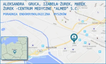 PORADNIA ENDOKRYNOLOGICZNA - ALEKSANDRA  GRUCA, IZABELA ŻUREK, MAREK ŻUREK -CENTRUM MEDYCZNE "ALMED" S.C. - KOŚCIUSZKI 27CDEF,  MYSZKÓW