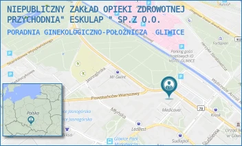 PORADNIA GINEKOLOGICZNO-POŁOŻNICZA - NIEPUBLICZNY ZAKŁAD OPIEKI ZDROWOTNEJ PRZYCHODNIA" ESKULAP " SP.Z O.O. - UL. PLAC PIŁSUDSKIEGO 5A,  GLIWICE