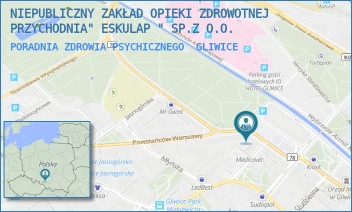 PORADNIA ZDROWIA PSYCHICZNEGO - NIEPUBLICZNY ZAKŁAD OPIEKI ZDROWOTNEJ PRZYCHODNIA" ESKULAP " SP.Z O.O. - UL. PLAC PIŁSUDSKIEGO 5A,  GLIWICE