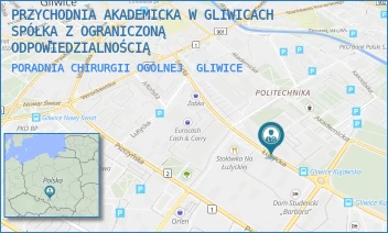PORADNIA CHIRURGII OGÓLNEJ - PRZYCHODNIA AKADEMICKA W GLIWICACH SPÓŁKA Z OGRANICZONĄ ODPOWIEDZIALNOŚCIĄ - UL. ŁUŻYCKA 5,  GLIWICE