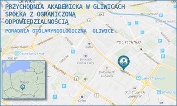 PORADNIA OTOLARYNGOLOGICZNA - PRZYCHODNIA AKADEMICKA W GLIWICACH SPÓŁKA Z OGRANICZONĄ ODPOWIEDZIALNOŚCIĄ - UL. ŁUŻYCKA 5,  GLIWICE