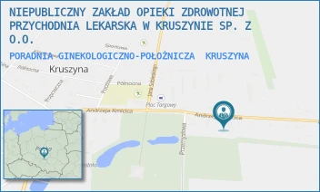 PORADNIA GINEKOLOGICZNO-POŁOŻNICZA - NIEPUBLICZNY ZAKŁAD OPIEKI ZDROWOTNEJ PRZYCHODNIA LEKARSKA W KRUSZYNIE SP. Z O.O. - UL. KMICICA 10,  KRUSZYNA
