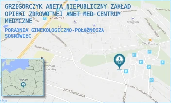 PORADNIA GINEKOLOGICZNO-POŁOŻNICZA - GRZEGORCZYK ANETA NIEPUBLICZNY ZAKŁAD OPIEKI ZDROWOTNEJ ANET MED CENTRUM MEDYCZNE - UL. FRANCISZKA ZABŁOCKIEGO 1,  SOSNOWIEC