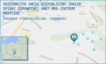 PORADNIA STOMATOLOGICZNA - GRZEGORCZYK ANETA NIEPUBLICZNY ZAKŁAD OPIEKI ZDROWOTNEJ ANET MED CENTRUM MEDYCZNE - UL. FRANCISZKA ZABŁOCKIEGO 1,  SOSNOWIEC