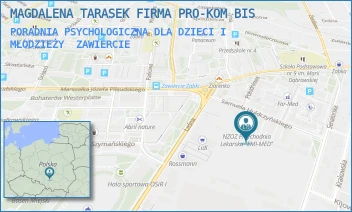PORADNIA PSYCHOLOGICZNA DLA DZIECI I MŁODZIEŻY - MAGDALENA TARASEK FIRMA PRO-KOM BIS - UL. SAMUELA HULDCZYŃSKIEGO 16A,  ZAWIERCIE